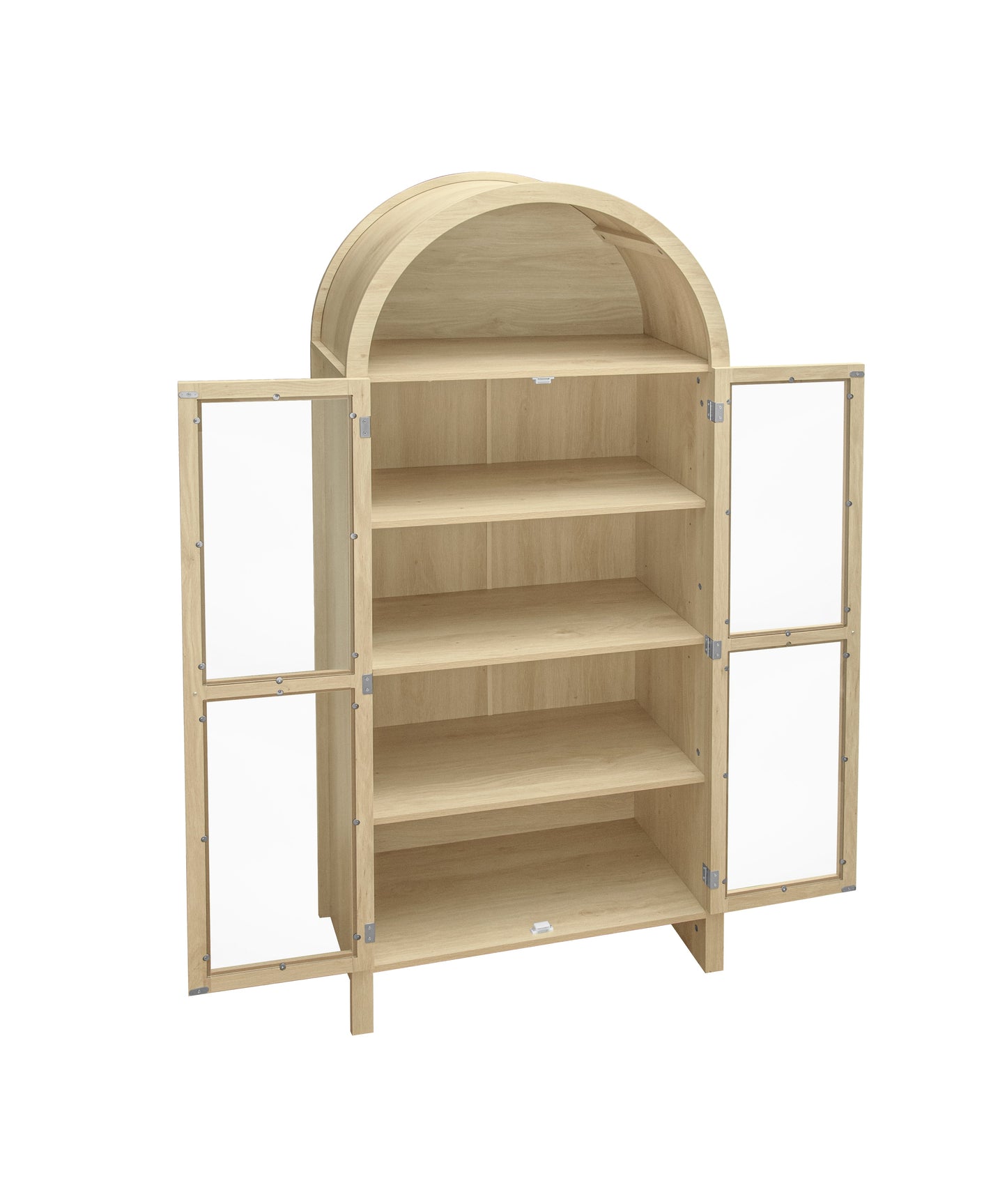 Tall Arched Display Cabinet with 2 Glass Doors and Adjustable Shelves