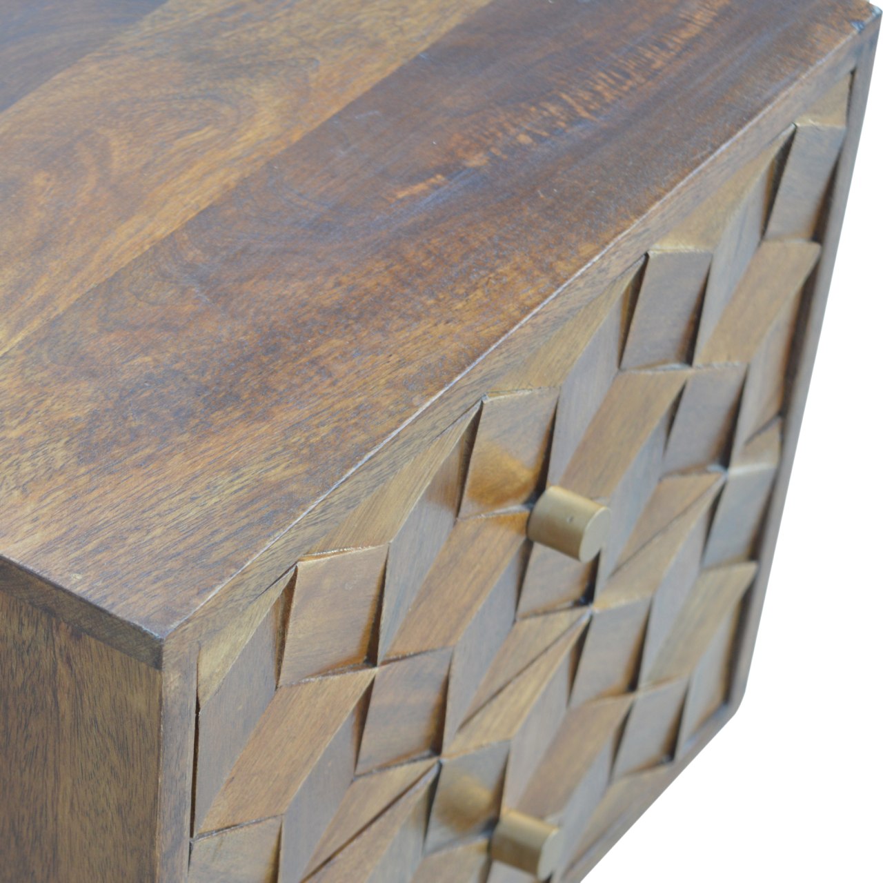 Cube Carved Bedside with 2 Drawers