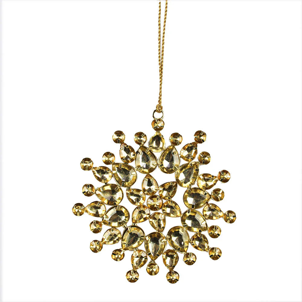Beaded Snowflake & Star Christmas Ornaments, Set of 4