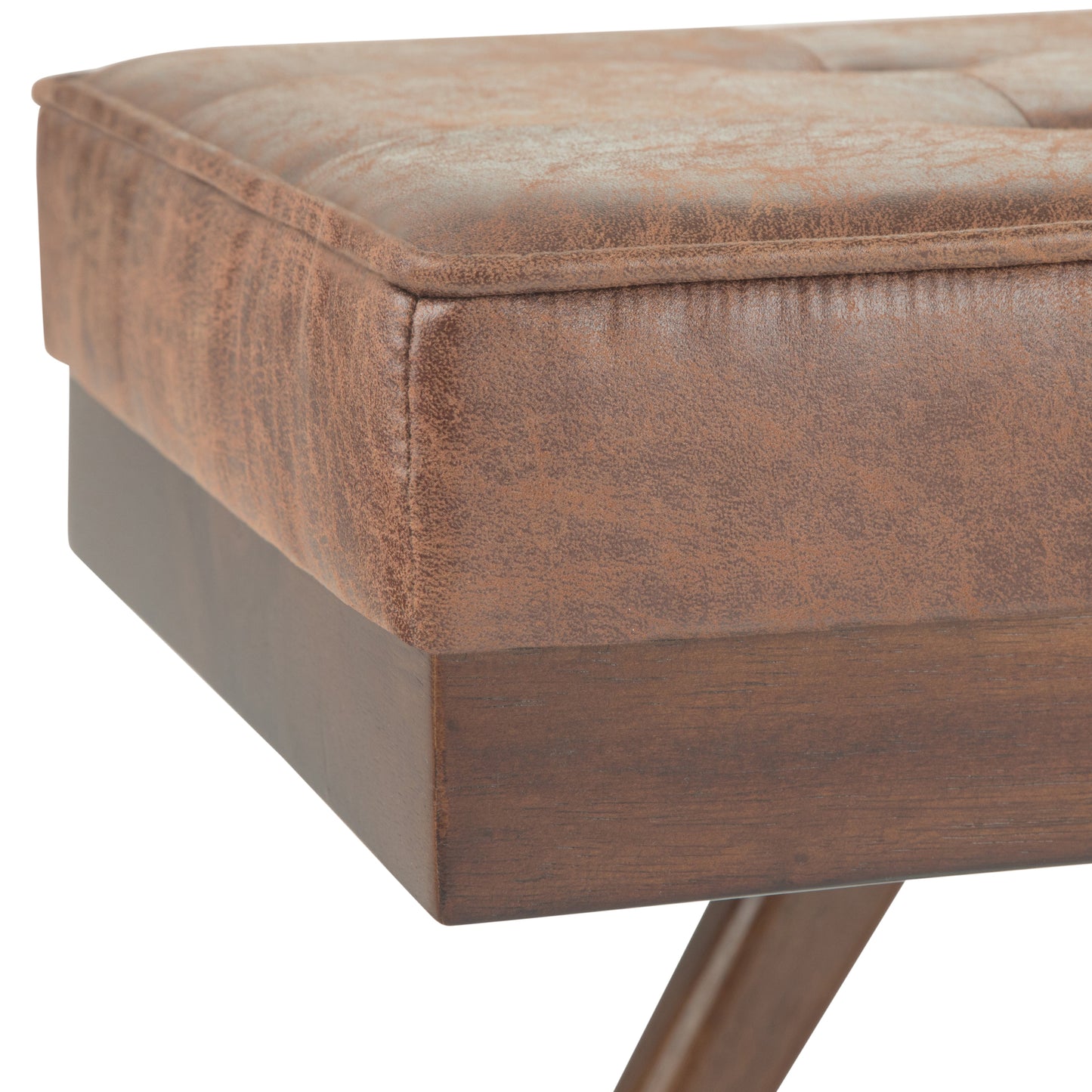 Wildflower Upholstered Button Tufted Ottoman Bench with Solid Wood Frame