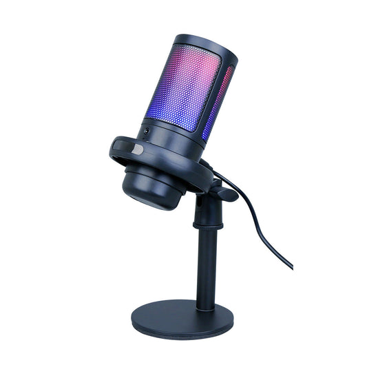 Laser RGB Gaming Microphone - Cardioid, Pop Filter, & Headphone Jack (Black)