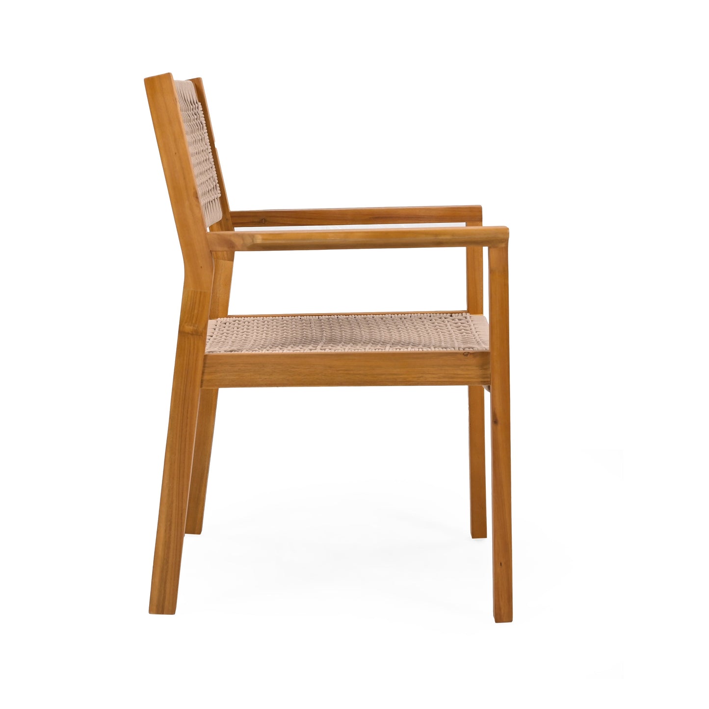 Belladom Wood and Rope Dining Chair with Open Back, Set of 2