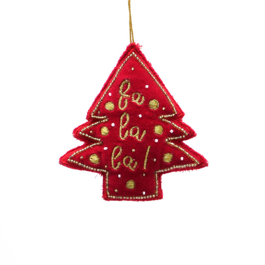 Embroidered Christmas Cheer Ornament-Set of 6