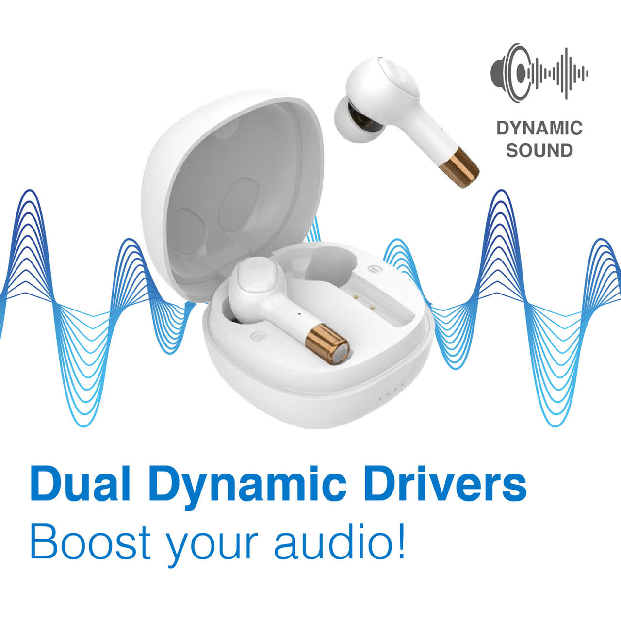 Laser TWS Earbuds - Wireless Charging & Dual Drivers (White)