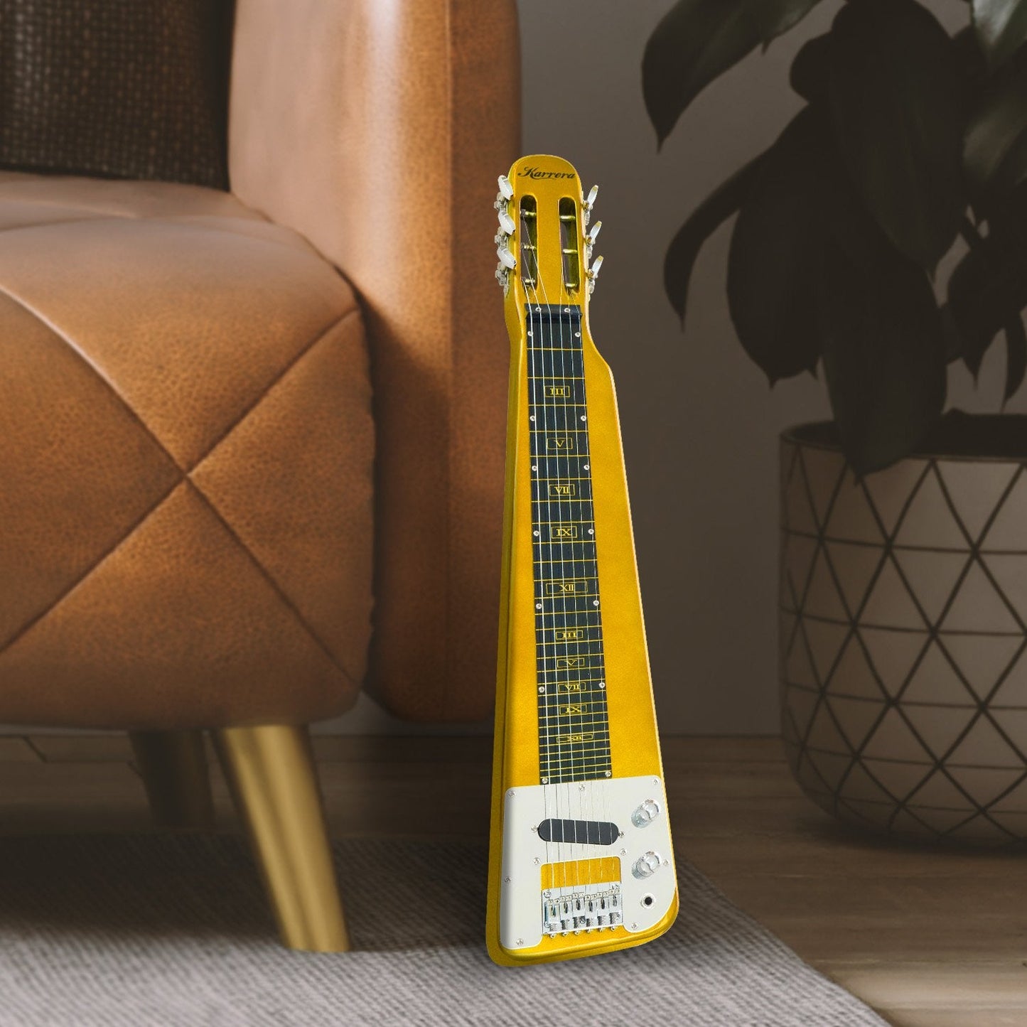 Karrera 29in 6-String Lap Steel Hawaiian Guitar (Metallic Gold)
