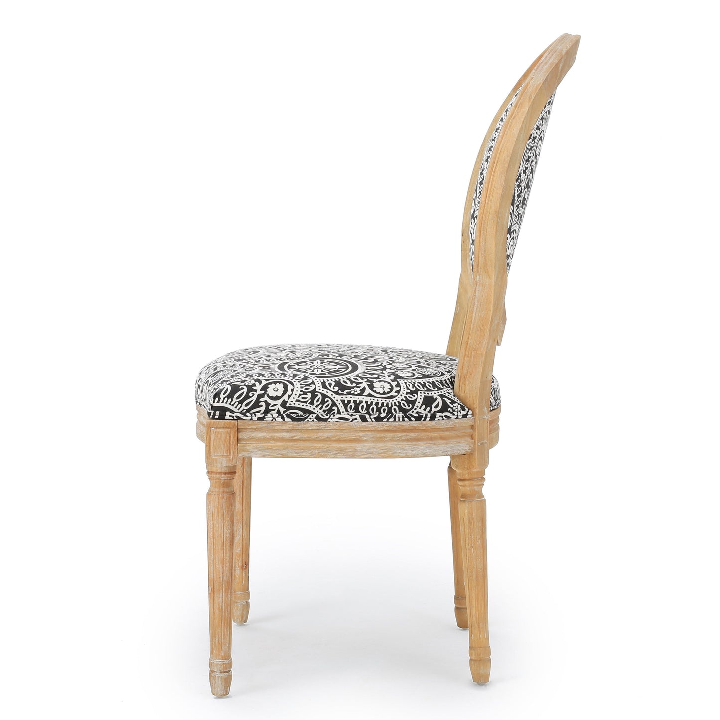 Dynamic Upholstered Dining Chair with Round Backrest and Fluted Legs, Set of 2