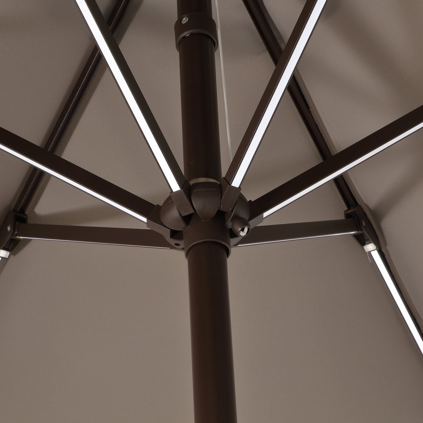 Spencer Classic Coastal 2-Tone Solar LED Market Patio Umbrella with 12 LED Strip Lights