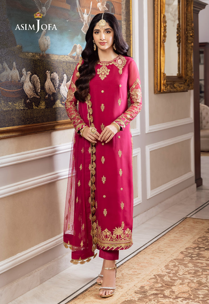 AJZS-22 EMBROIDERED GEORGETTE CHIFFON 3 PCS