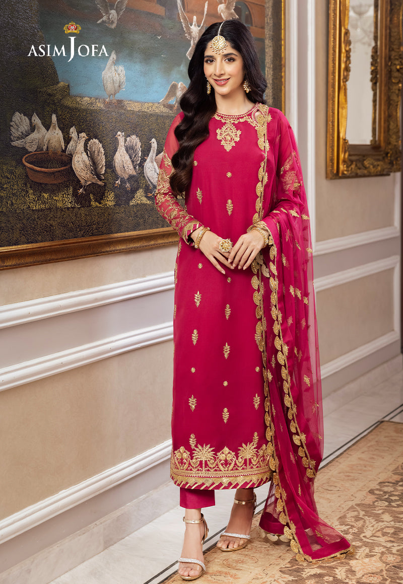 AJZS-22 EMBROIDERED GEORGETTE CHIFFON 3 PCS
