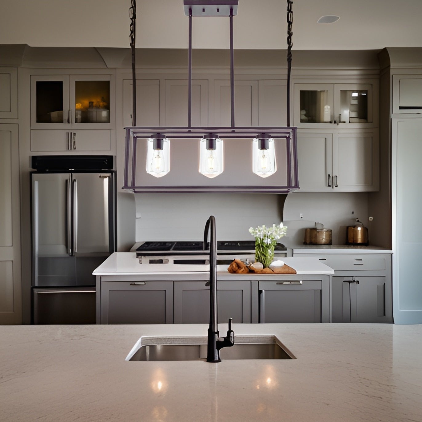 3-Light Chandeliers with Glass Shade