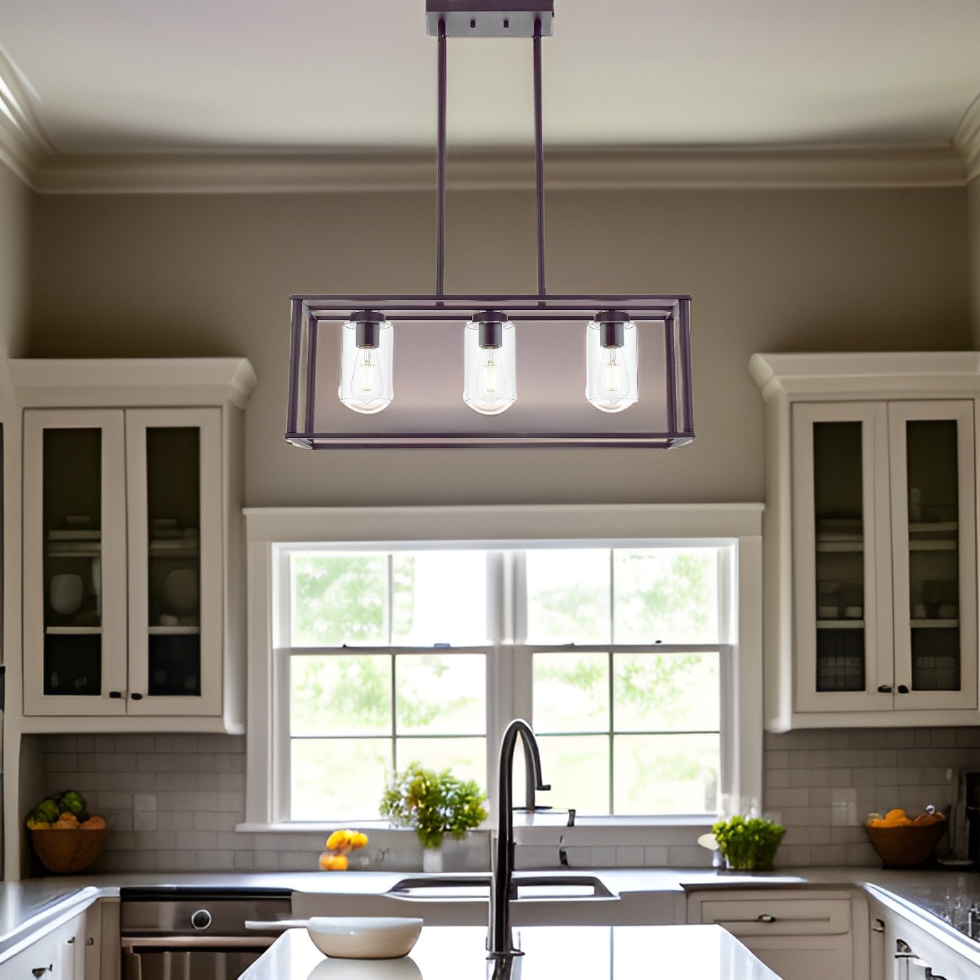 3-Light Chandeliers with Glass Shade