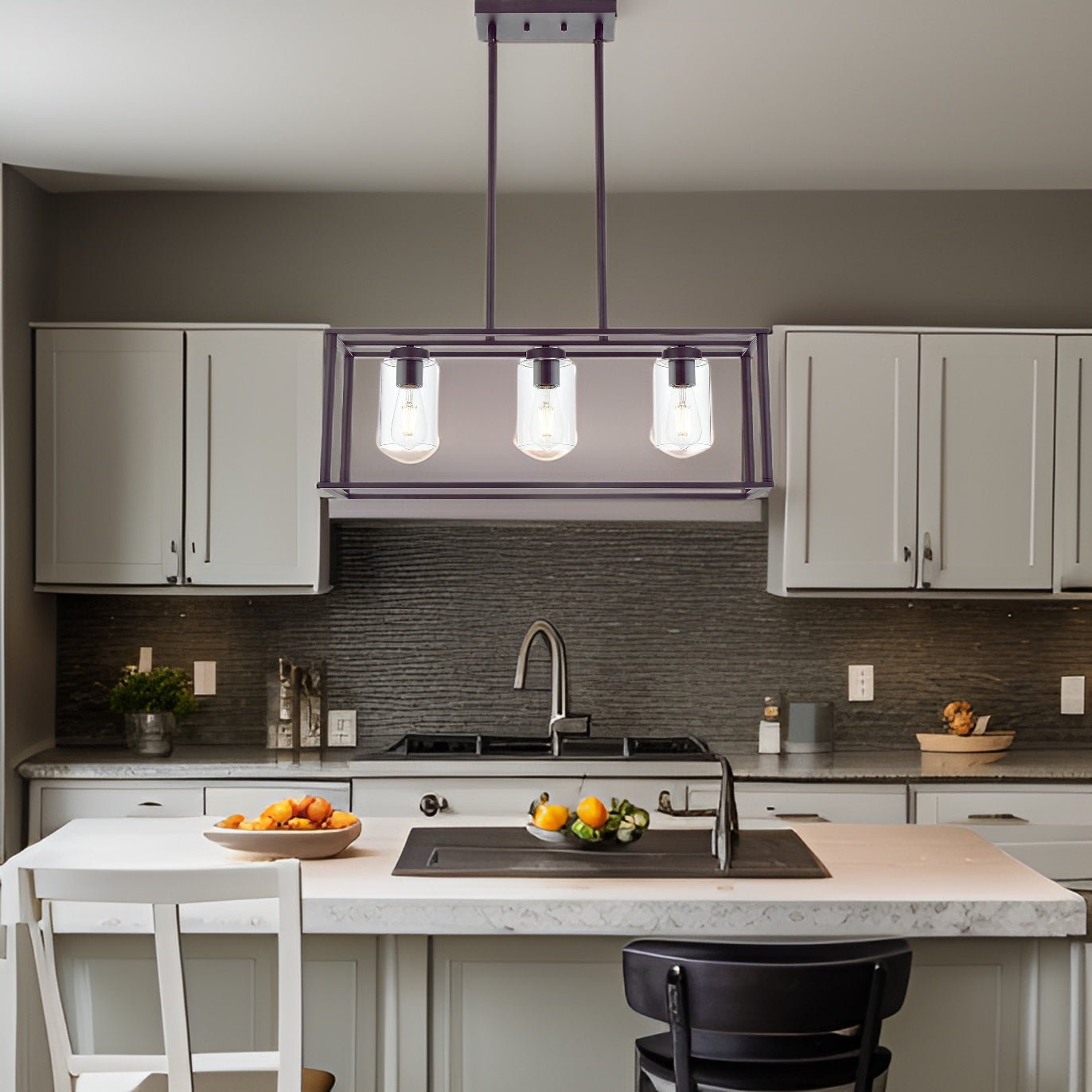 3-Light Chandeliers with Glass Shade