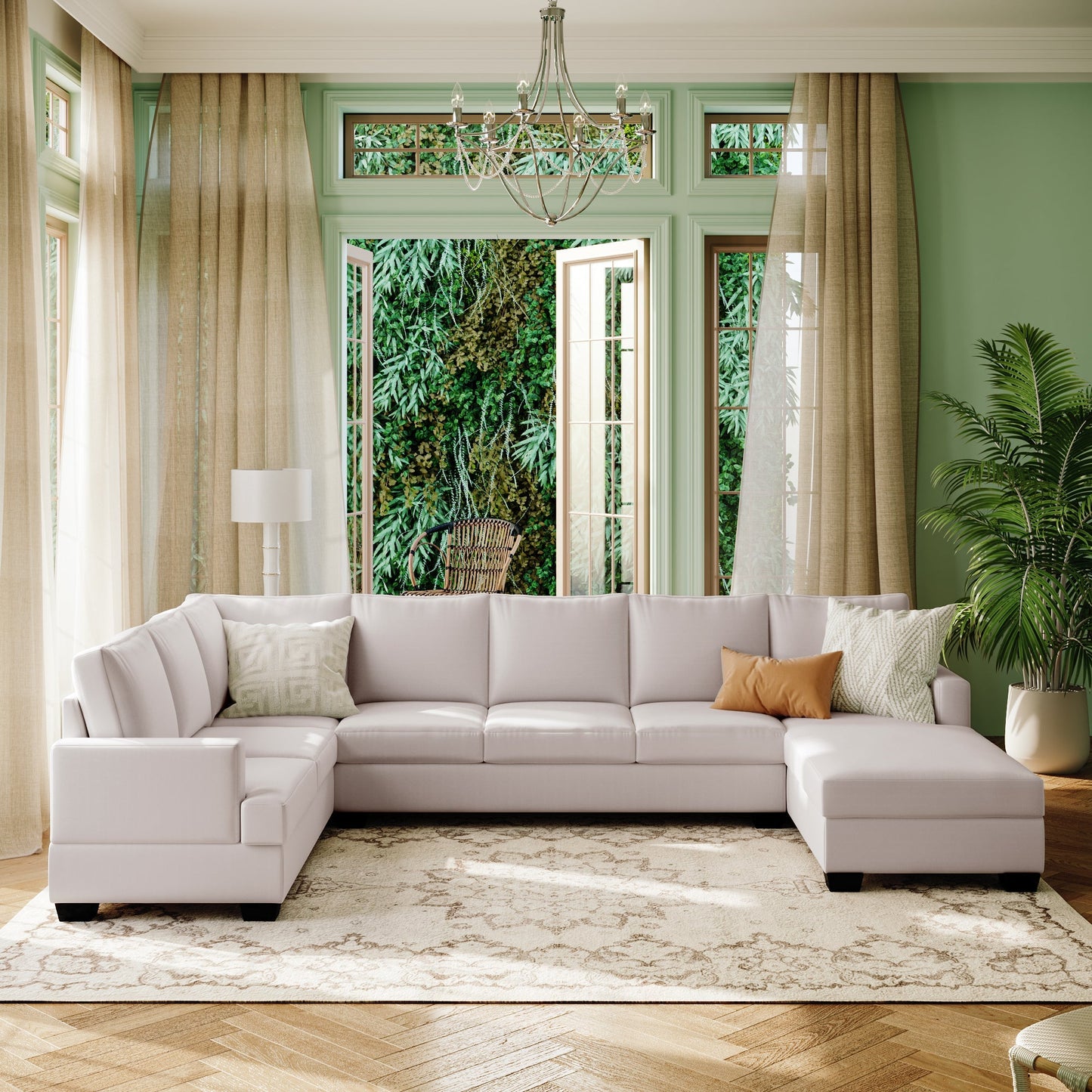 3-Piece U-Shape Sectional Sofa with Chaise Lounge Couch