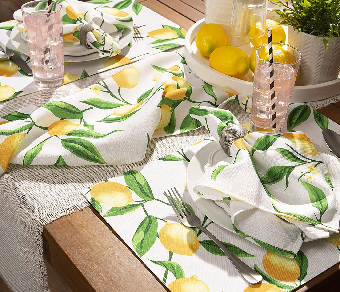 Lemon Bliss Print Outdoor  Placemat, Set Of 6