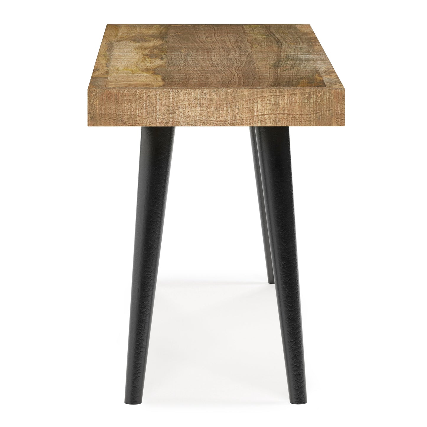 Wood Bench with Tapered Powder-Coated Metal Legs