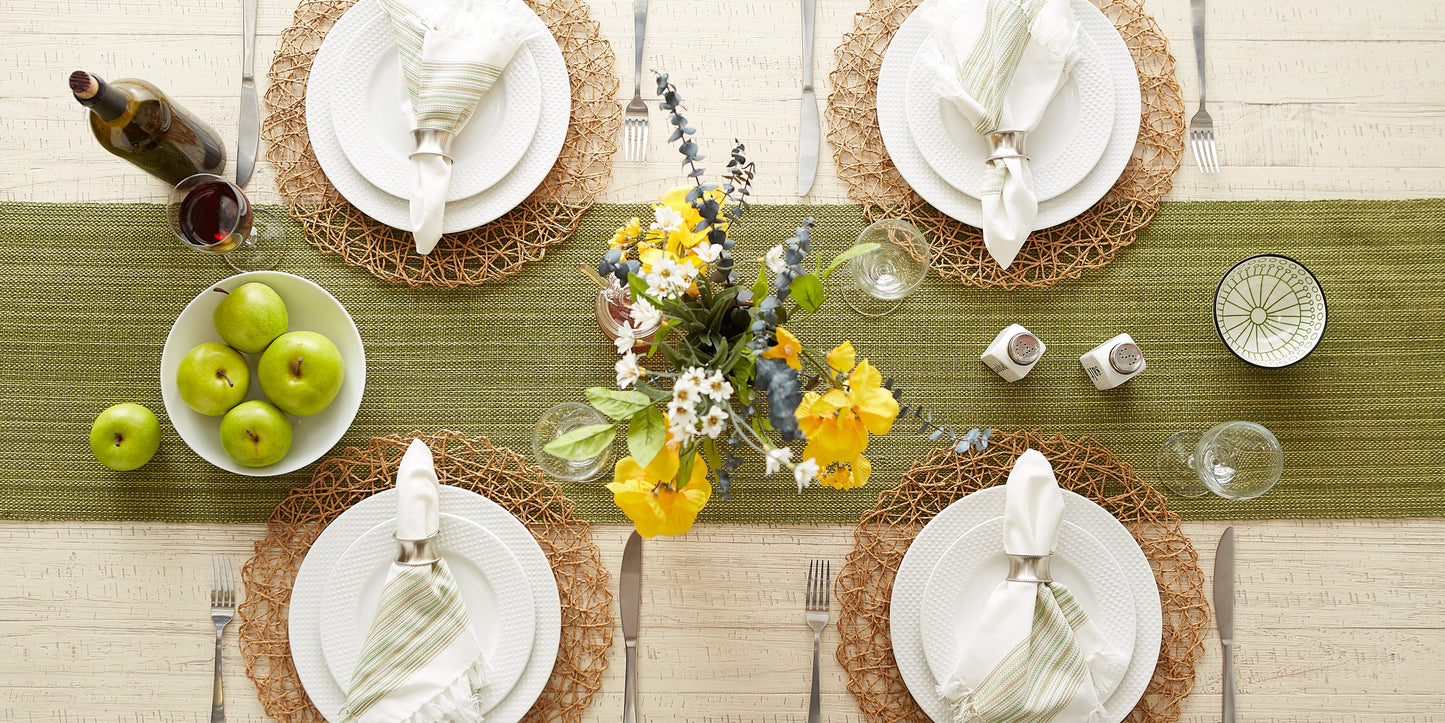 Olive Green Variegated Fringe Table Runner 13X72