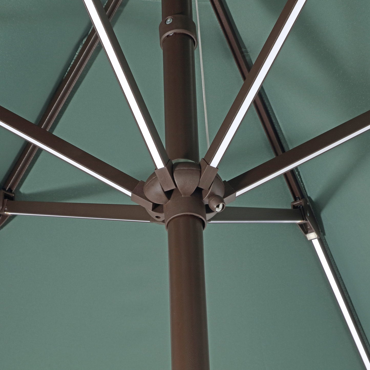 Spencer Classic Coastal 2-Tone Solar LED Market Patio Umbrella with 12 LED Strip Lights