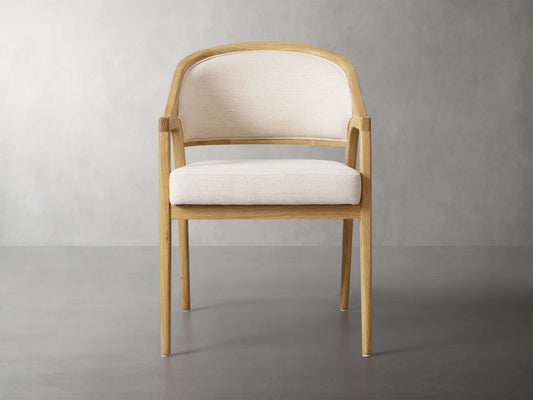 Aimee Upholstered Back Dining Arm Chair in Honey