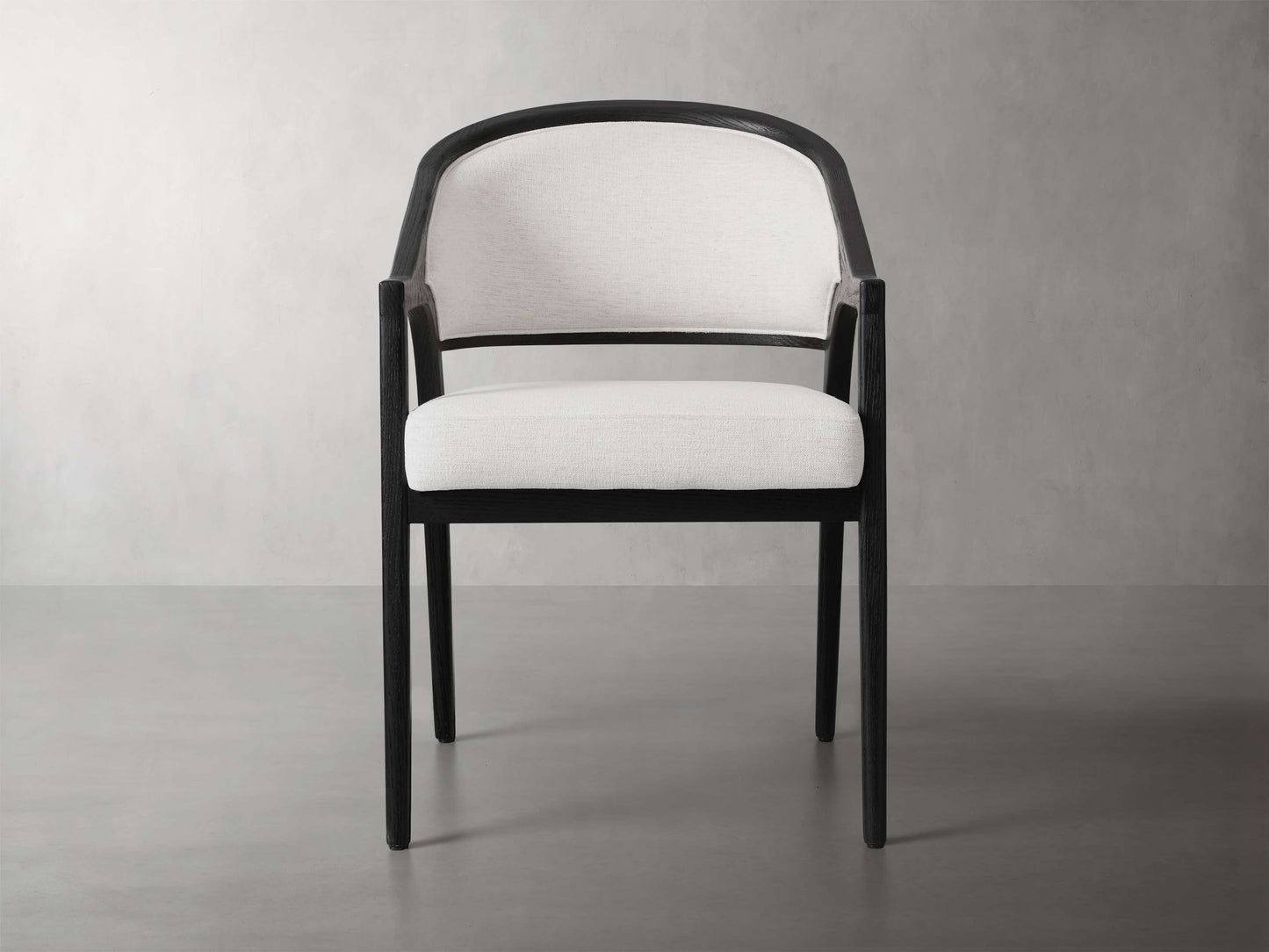 Aimee Upholstered Back Dining Arm Chair in Black Drifted