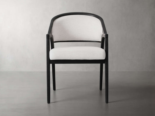 Aimee Upholstered Back Dining Arm Chair in Black Drifted