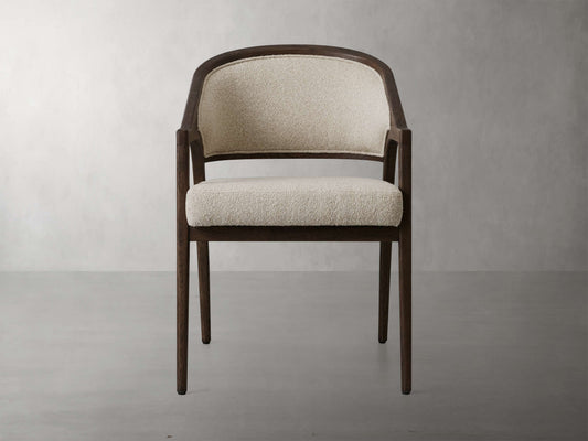 Aimee Upholstered Back Dining Arm Chair in Mocha