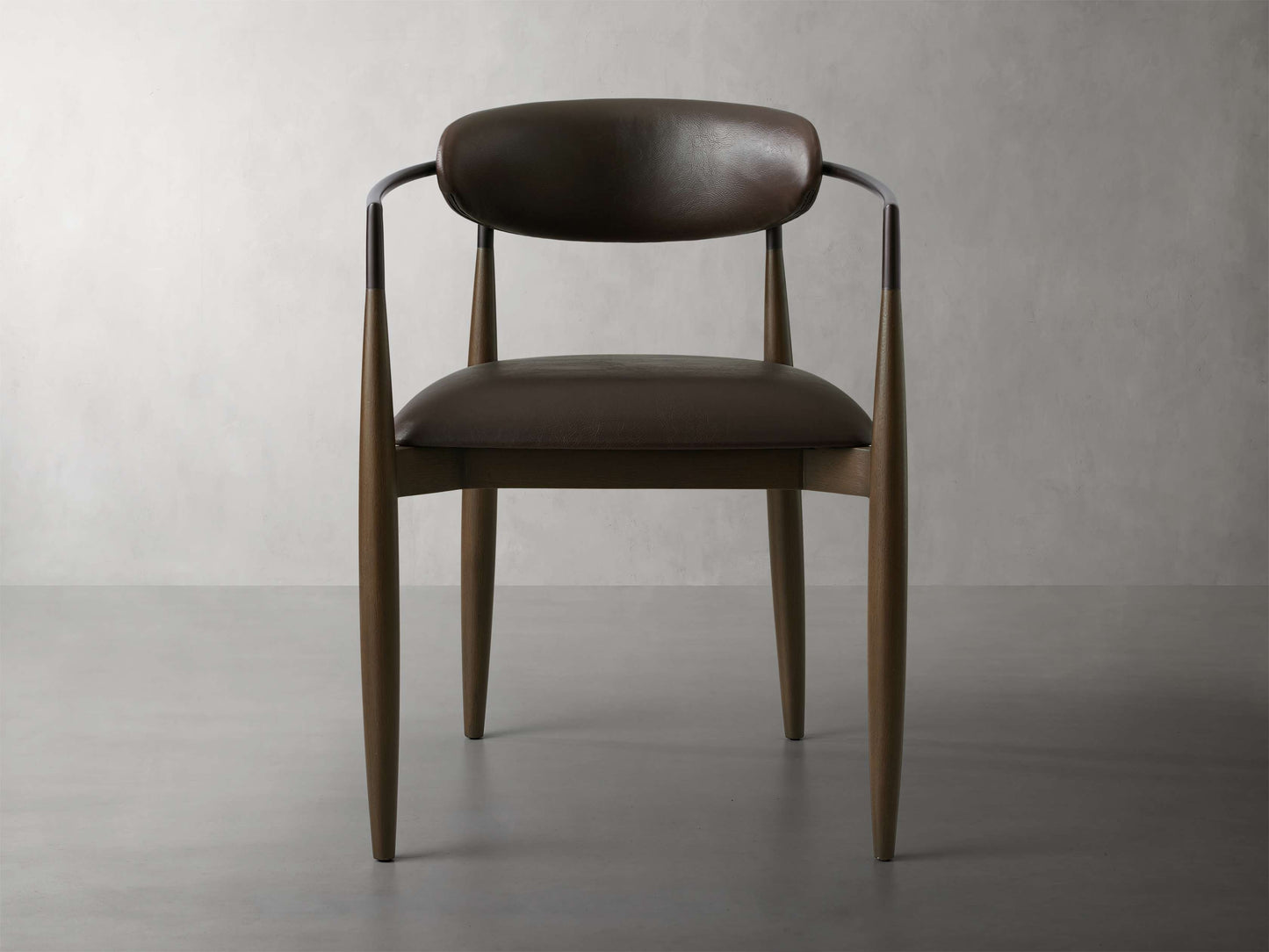 Jagger Faux Leather Dining Arm Chair in Cinder with Oil Rubbed Bronze