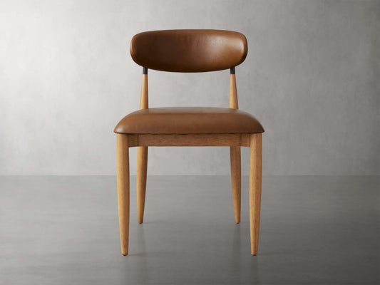 Jagger Faux Leather Dining Side Chair in Natural with Oil Rubbed Bronze