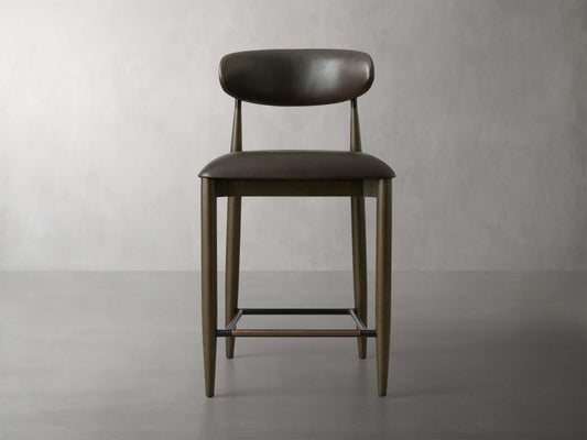 Jagger Faux Leather Armless Stool in Cinder with Oil Rubbed Bronze
