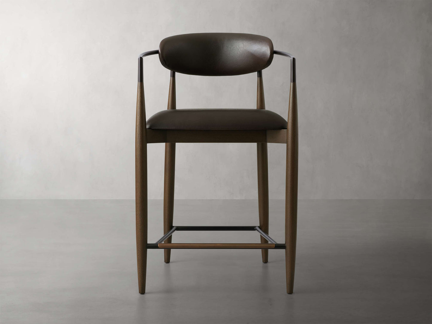 Jagger Faux Leather Stool in Cinder with Oil Rubbed Bronze