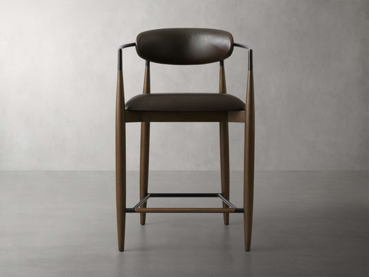 Jagger Faux Leather Stool in Cinder with Oil Rubbed Bronze