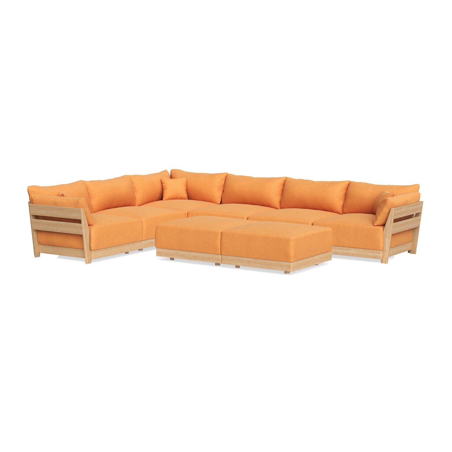 Slipcover Only - Modular Bondi 6-Seater Corner Sectional + Bench Ottoman in Tangerine