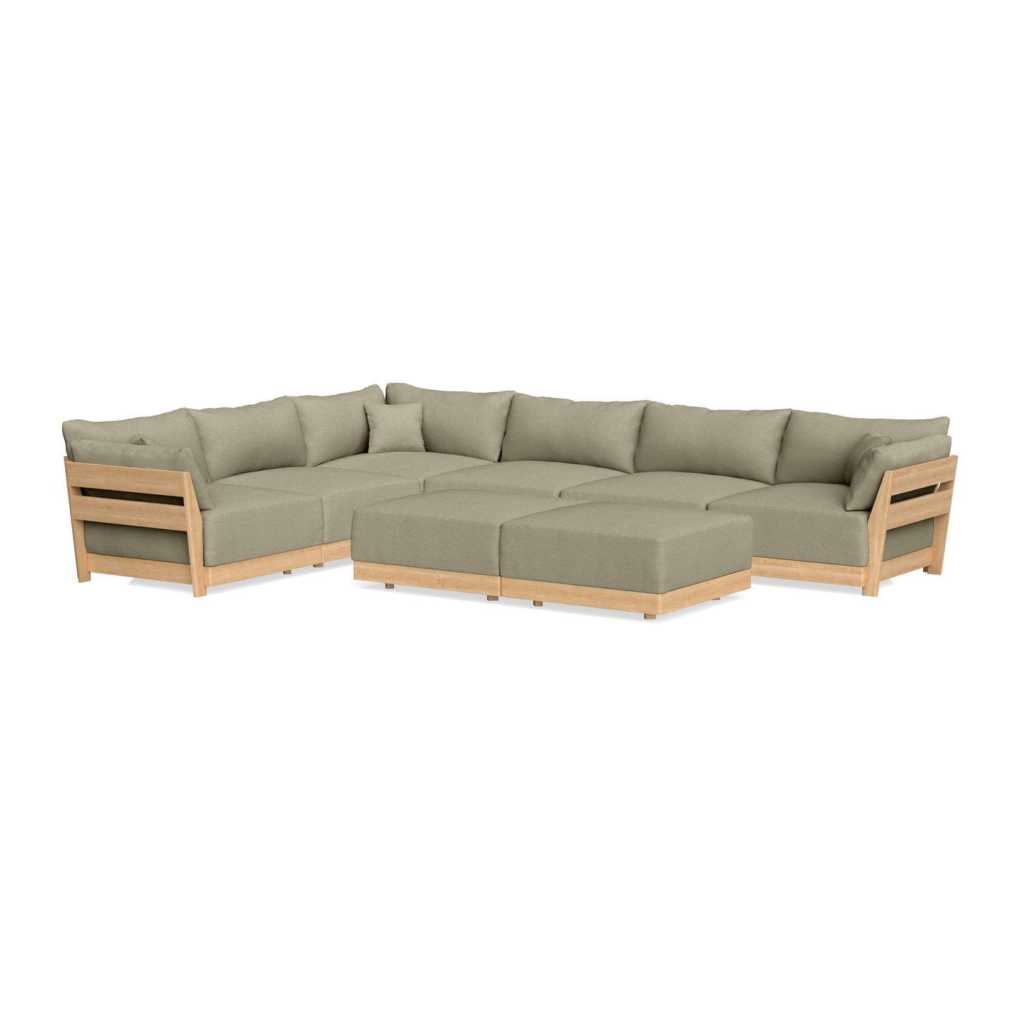 Slipcover Only - Modular Bondi 6-Seater Corner Sectional + Bench Ottoman in Cappuccino