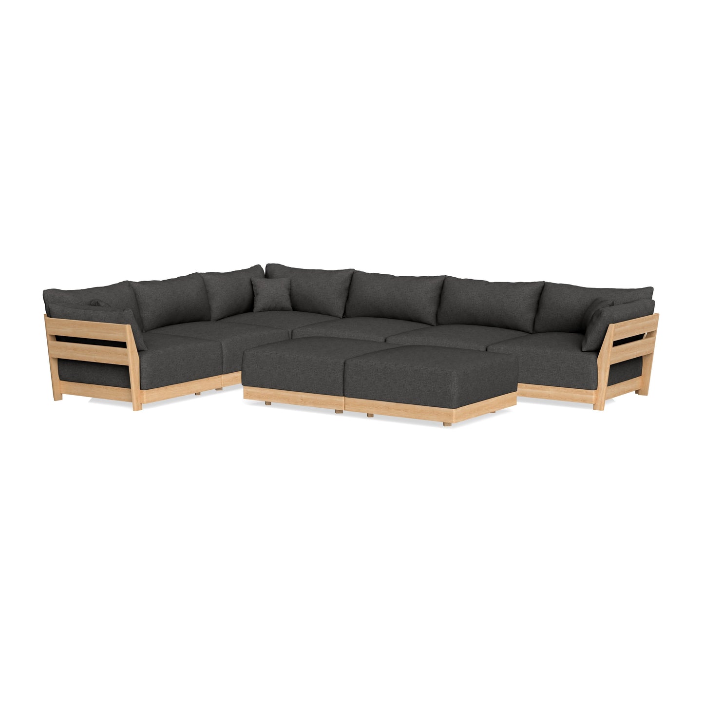 Slipcover Only - Modular Bondi 6-Seater Corner Sectional + Bench Ottoman in Graphite