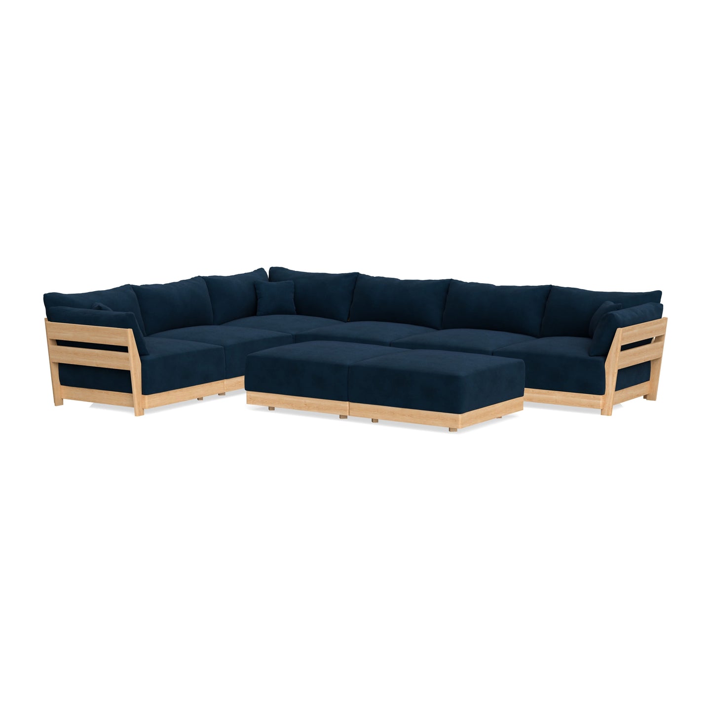 Slipcover Only - Modular Bondi 6-Seater Corner Sectional + Bench Ottoman in Royal Blue