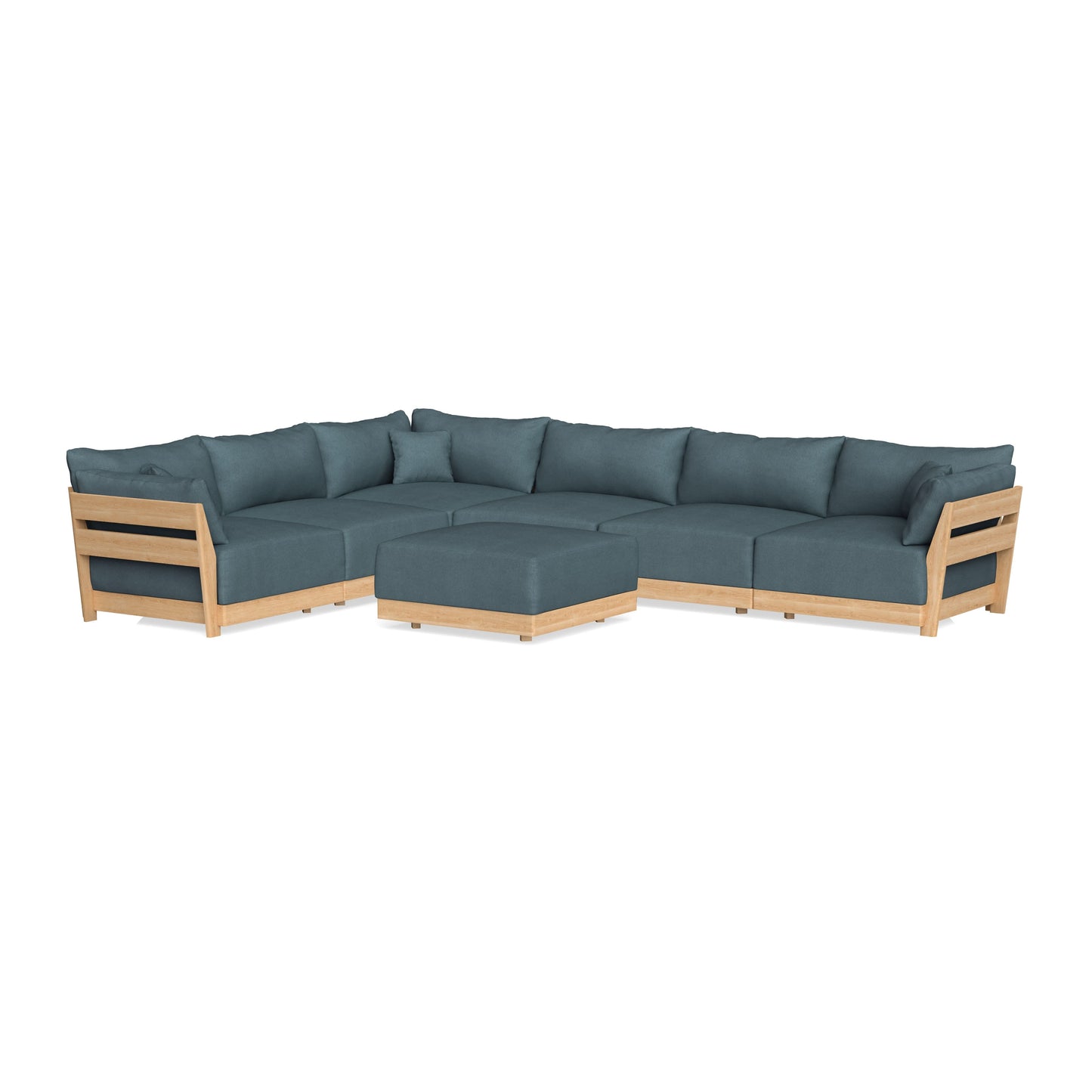 Slipcover Only - Modular Bondi 6-Seater Corner Sectional + Ottoman in Slate Blue