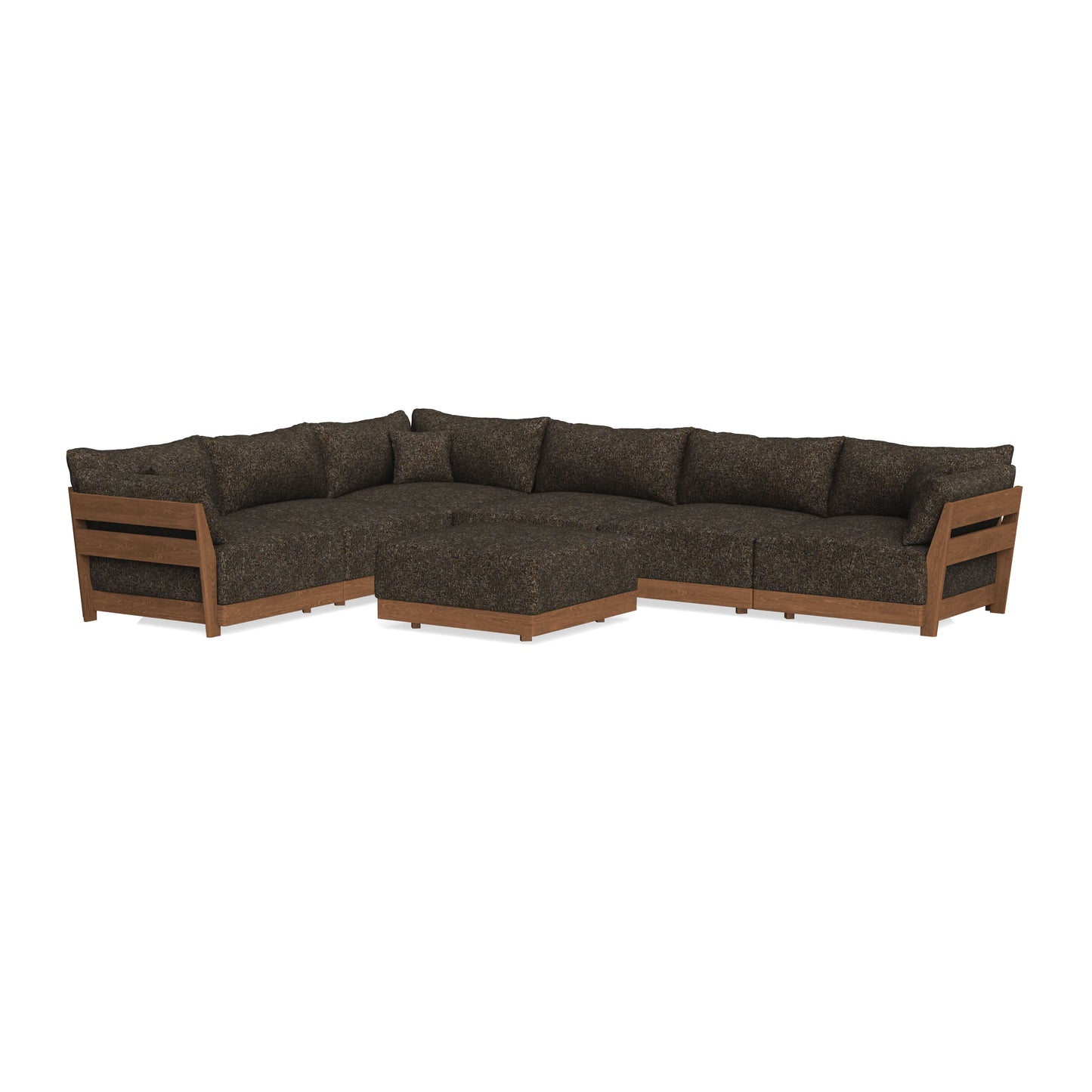 Modular Bondi Espresso 6-Seater Corner Sectional + Ottoman in Phantom | Memory Foam Blend