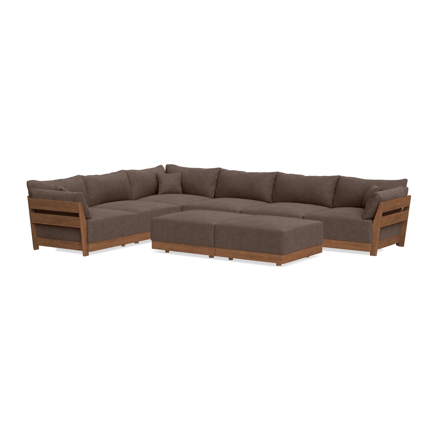Modular Bondi Espresso 6-Seater Corner Sectional + Bench Ottoman in Chocolate | Classic Blend