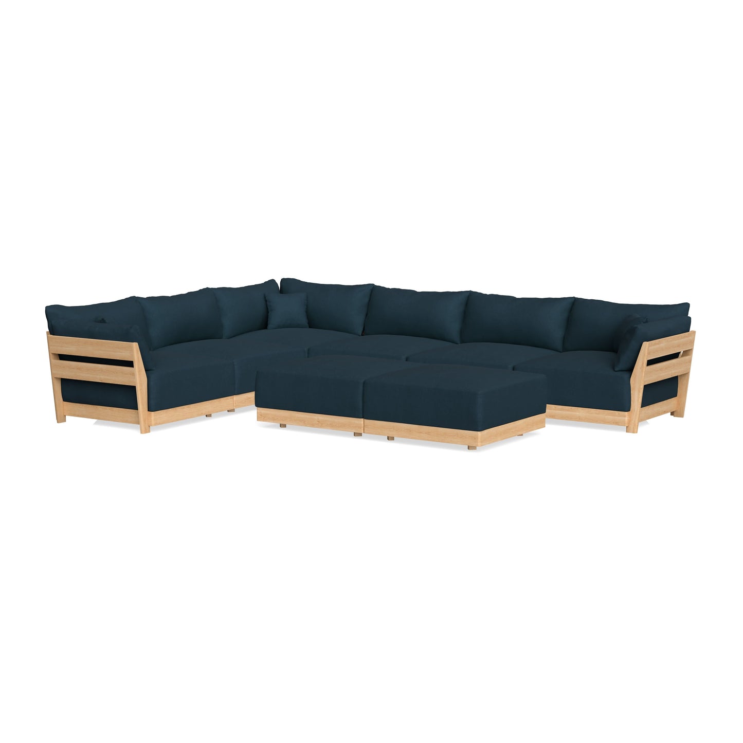Slipcover Only - Modular Bondi 6-Seater Corner Sectional + Bench Ottoman in Navy Blue