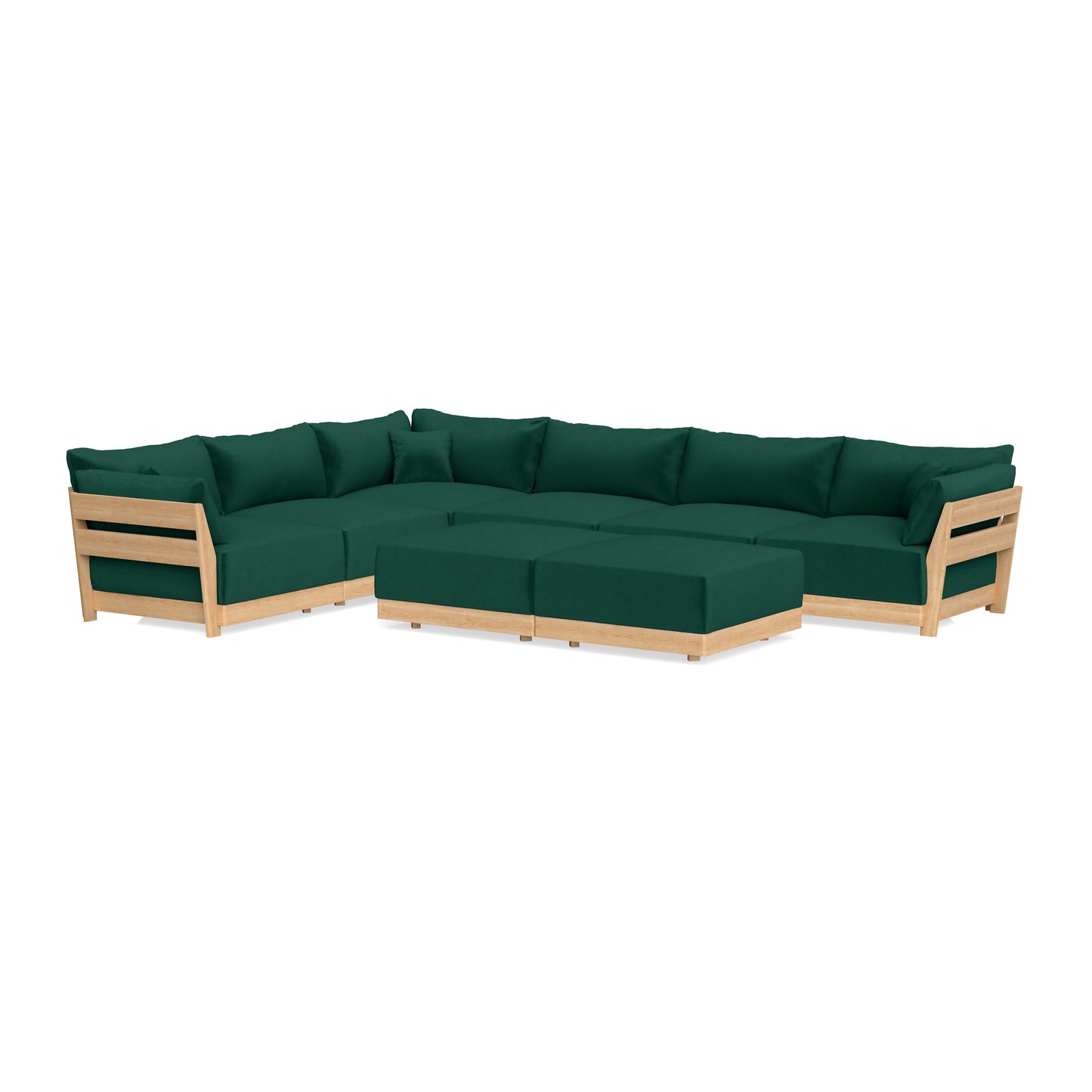 Slipcover Only - Modular Bondi 6-Seater Corner Sectional + Bench Ottoman in Evergreen