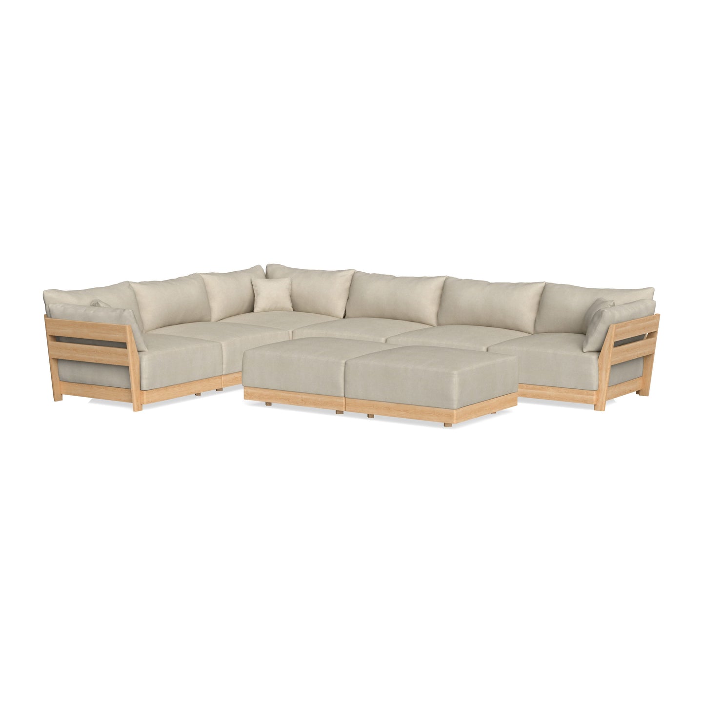 Slipcover Only - Modular Bondi 6-Seater Corner Sectional + Bench Ottoman in Almond