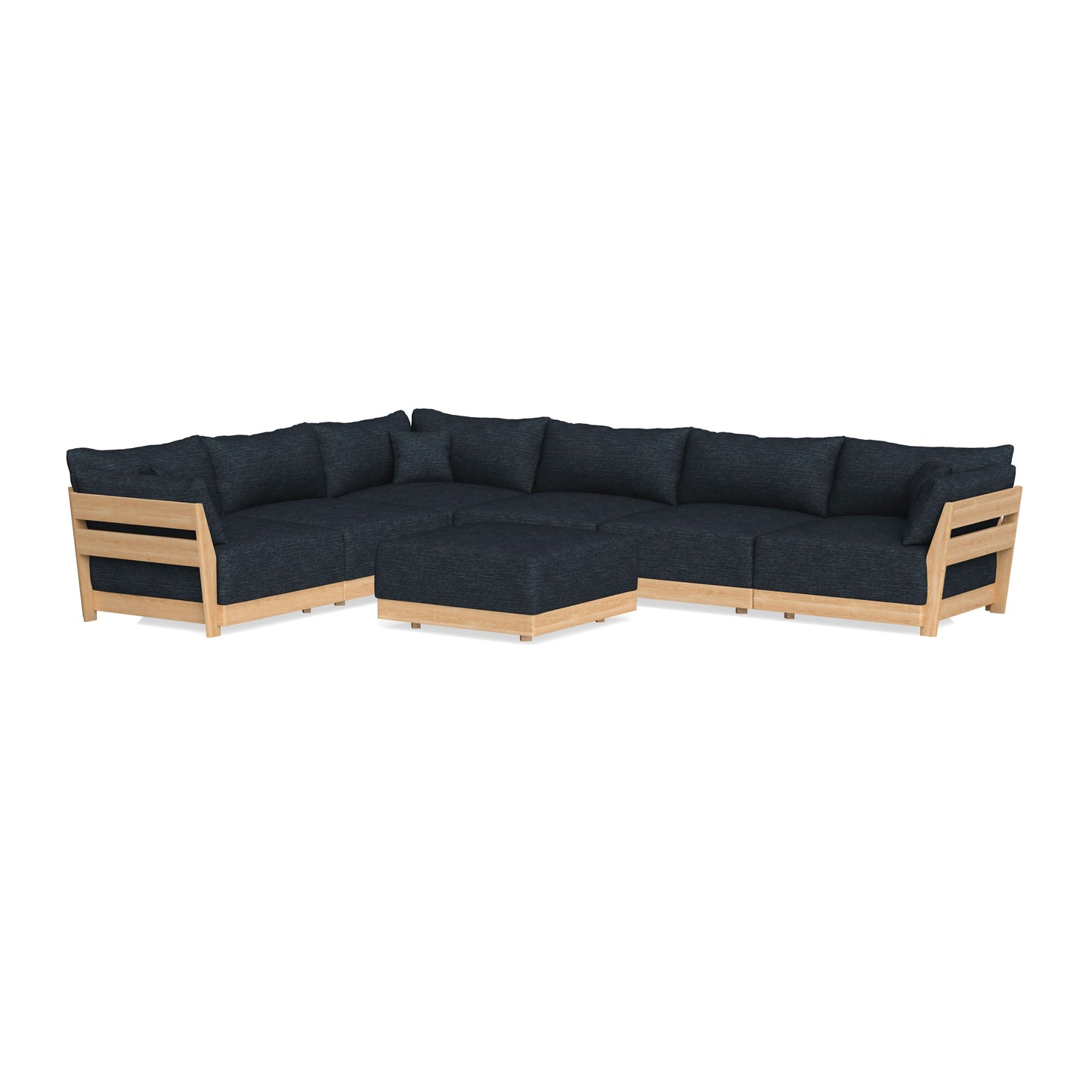 Slipcover Only - Modular Bondi 6-Seater Corner Sectional + Ottoman in Baltic Blue