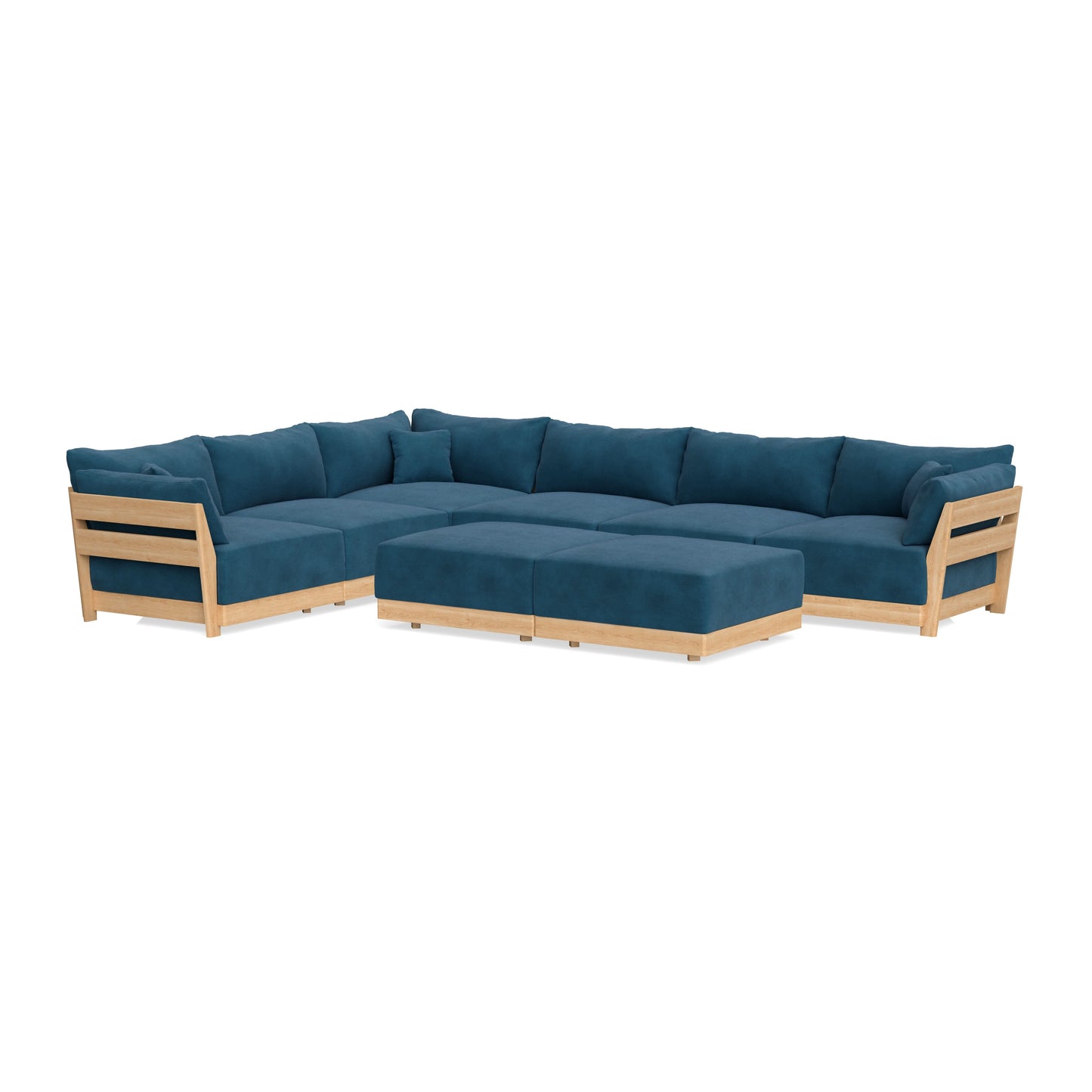 Slipcover Only - Modular Bondi 6-Seater Corner Sectional + Bench Ottoman in Commodore Blue