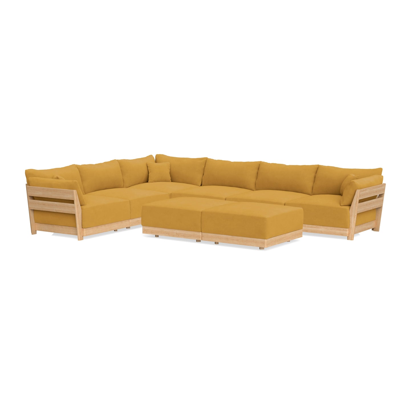 Slipcover Only - Modular Bondi 6-Seater Corner Sectional + Bench Ottoman in Honey