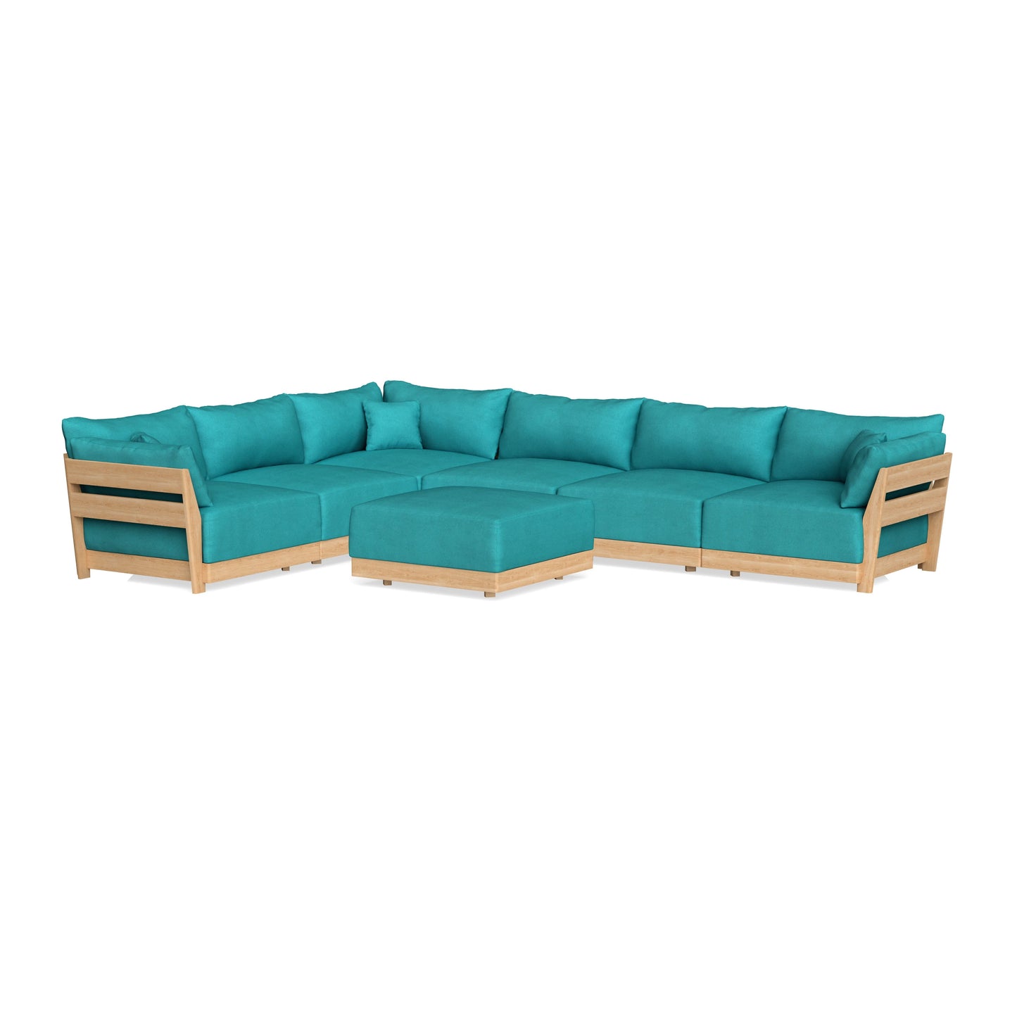 Slipcover Only - Modular Bondi 6-Seater Corner Sectional + Ottoman in Pool