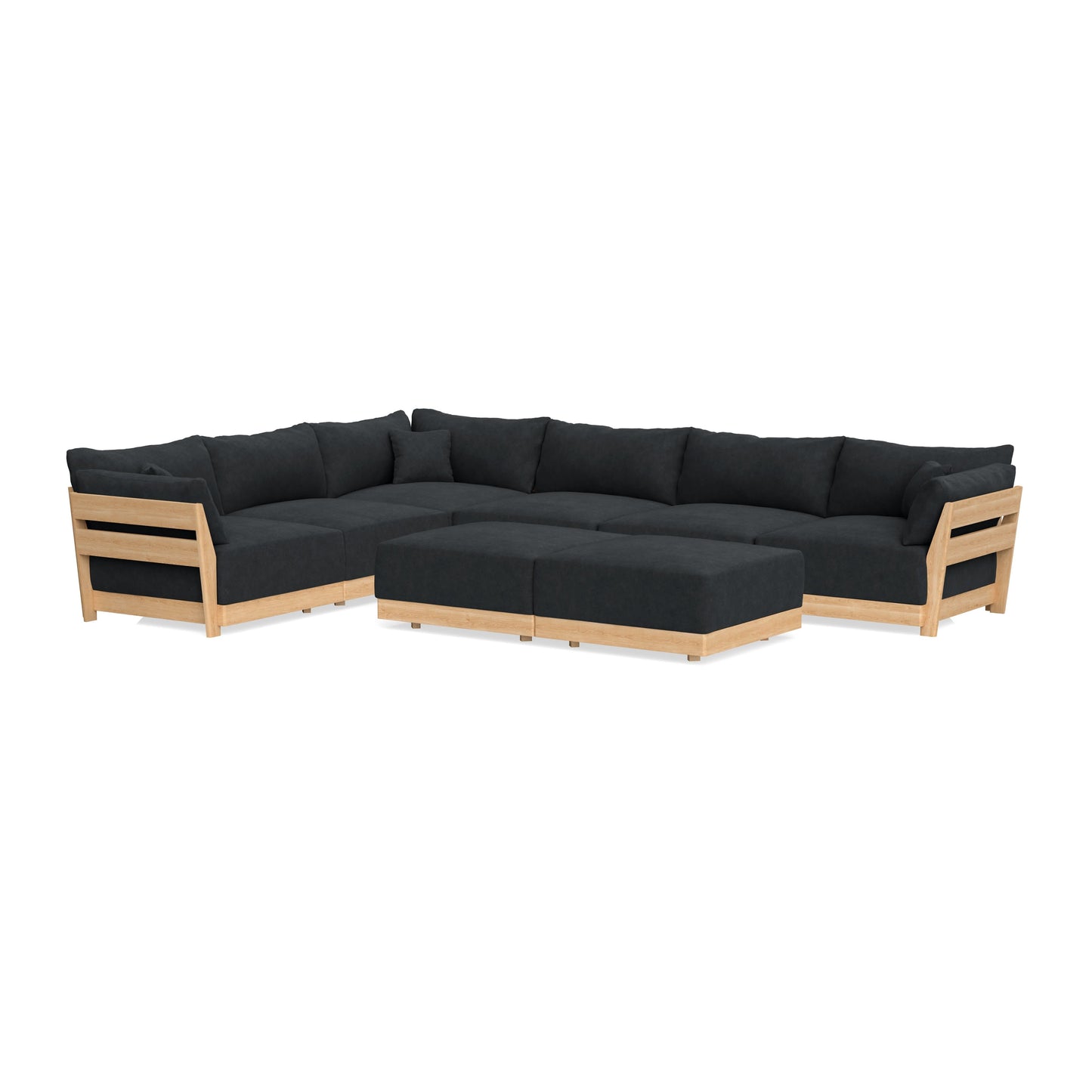 Slipcover Only - Modular Bondi 6-Seater Corner Sectional + Bench Ottoman in Coal