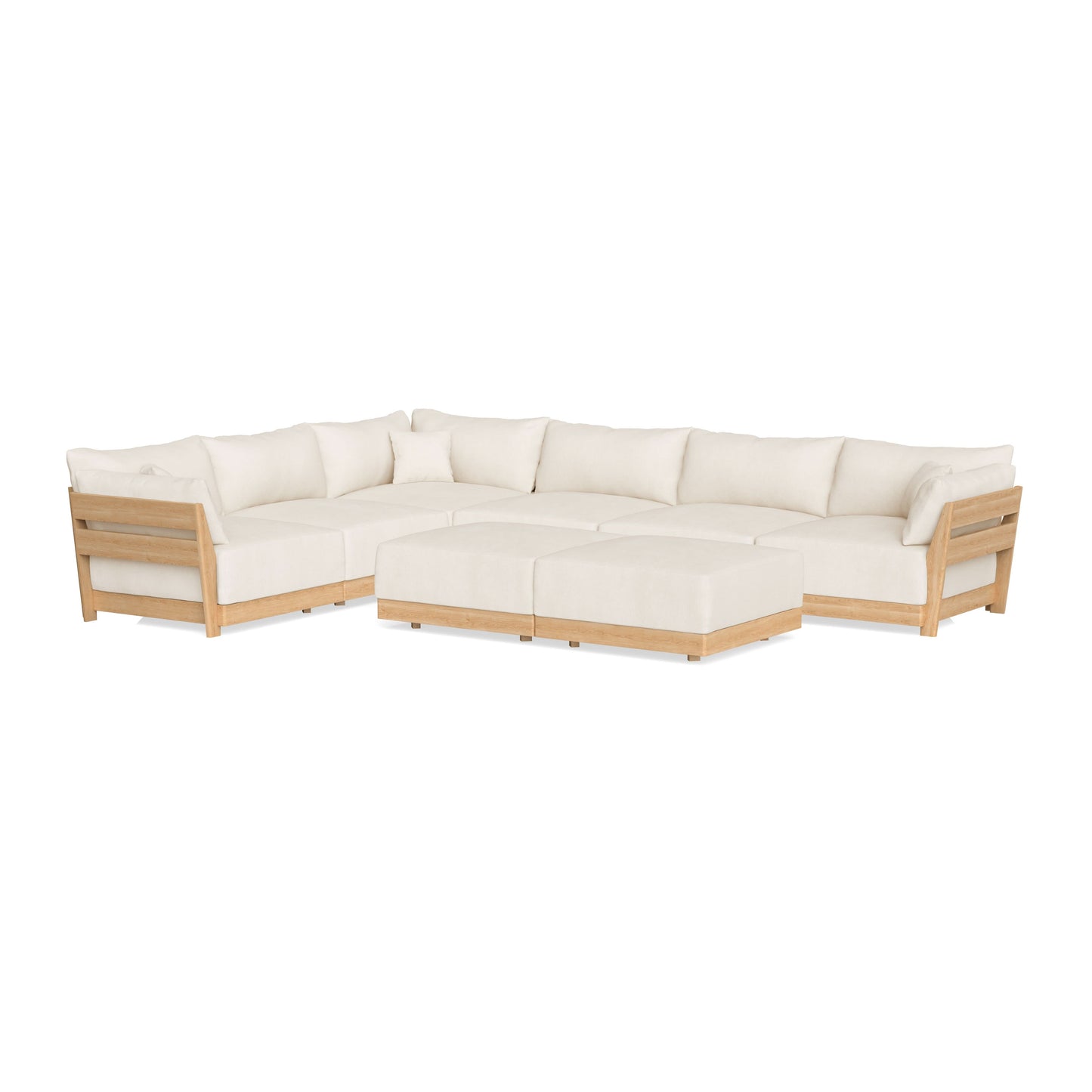 Slipcover Only - Modular Bondi 6-Seater Corner Sectional + Bench Ottoman in Powder