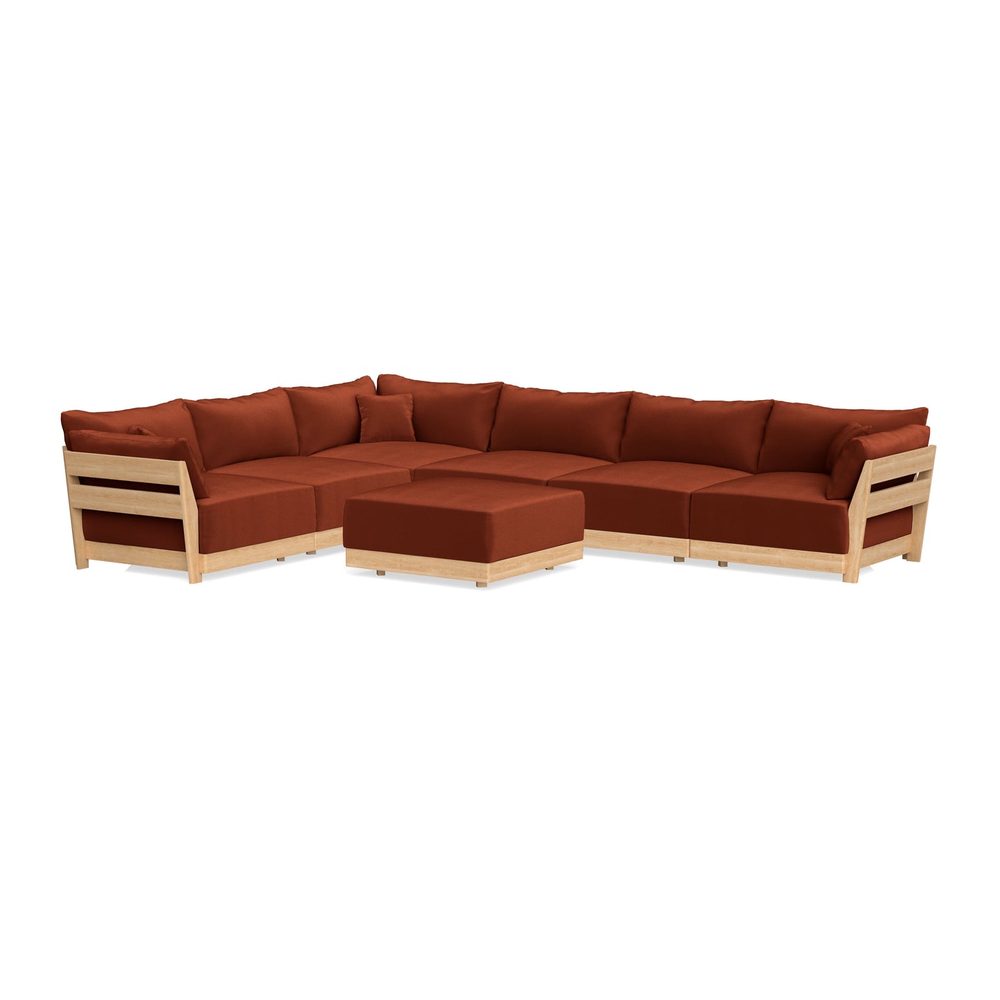 Slipcover Only - Modular Bondi 6-Seater Corner Sectional + Ottoman in Rust
