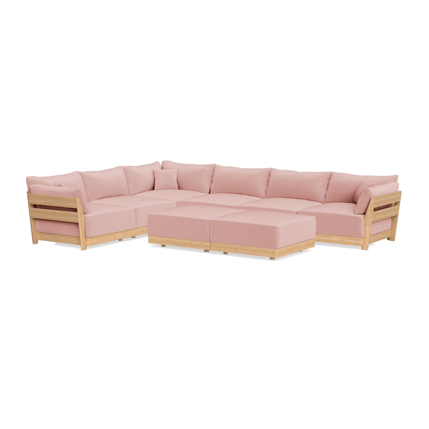 Slipcover Only - Modular Bondi 6-Seater Corner Sectional + Bench Ottoman in Powder Pink