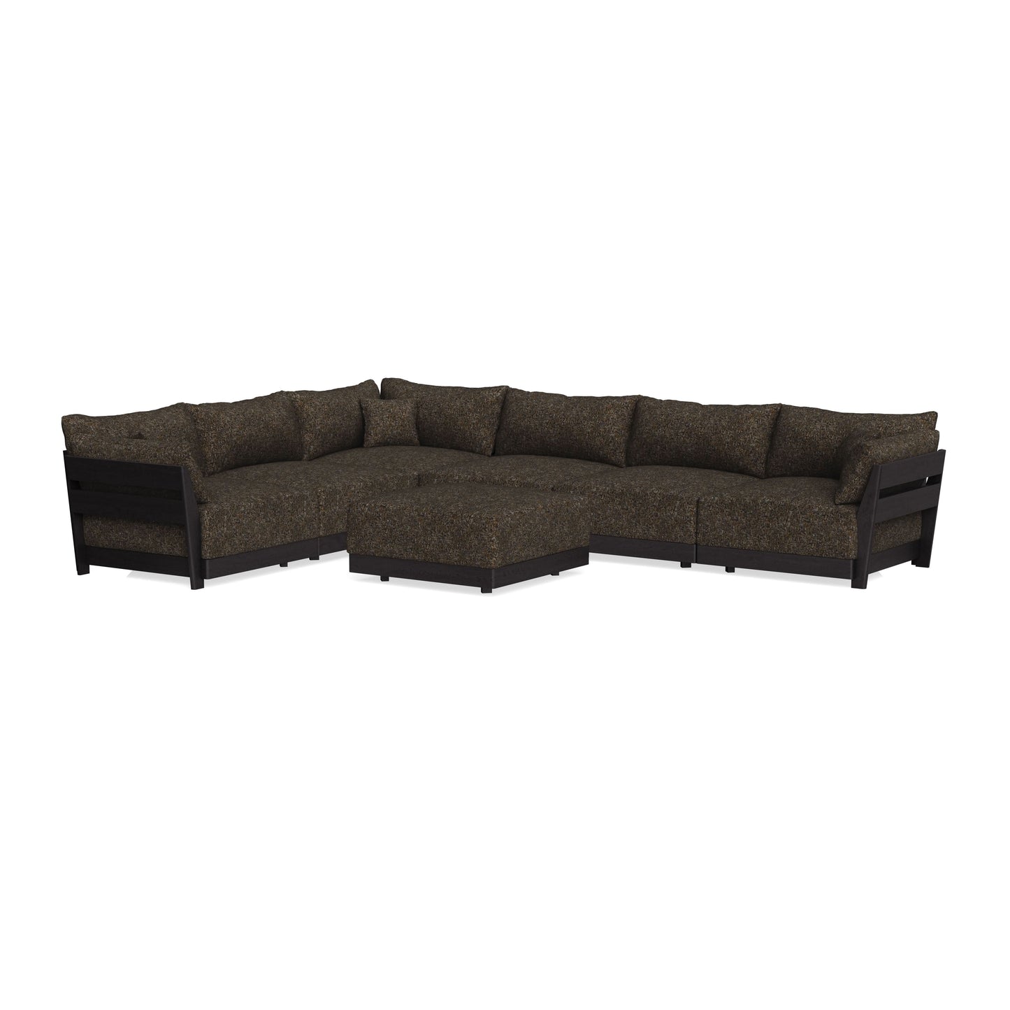 Modular Bondi Black 6-Seater Corner Sectional + Ottoman in Phantom | Classic Blend
