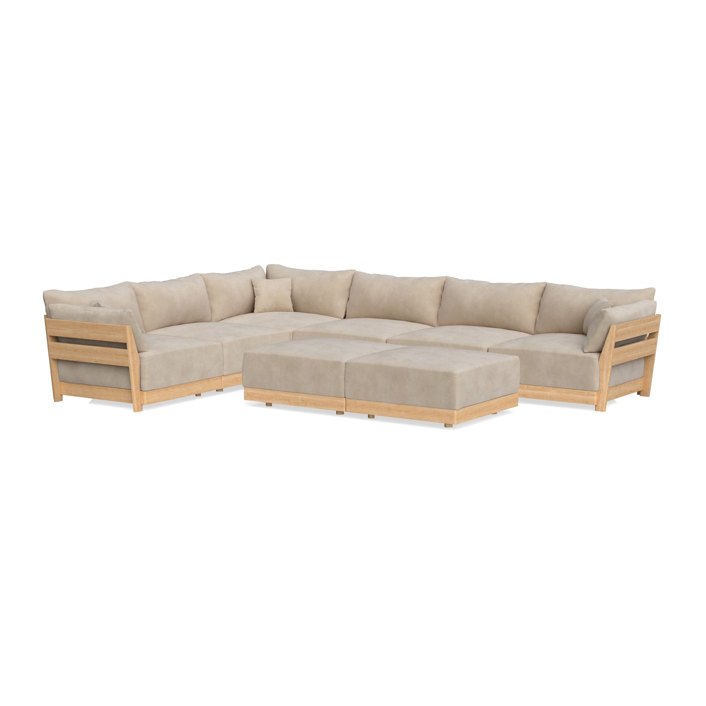 Slipcover Only - Modular Bondi 6-Seater Corner Sectional + Bench Ottoman in Oyster